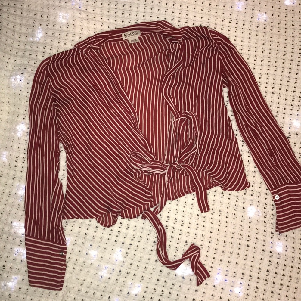 Michael Kors long sleeve wrap shirt